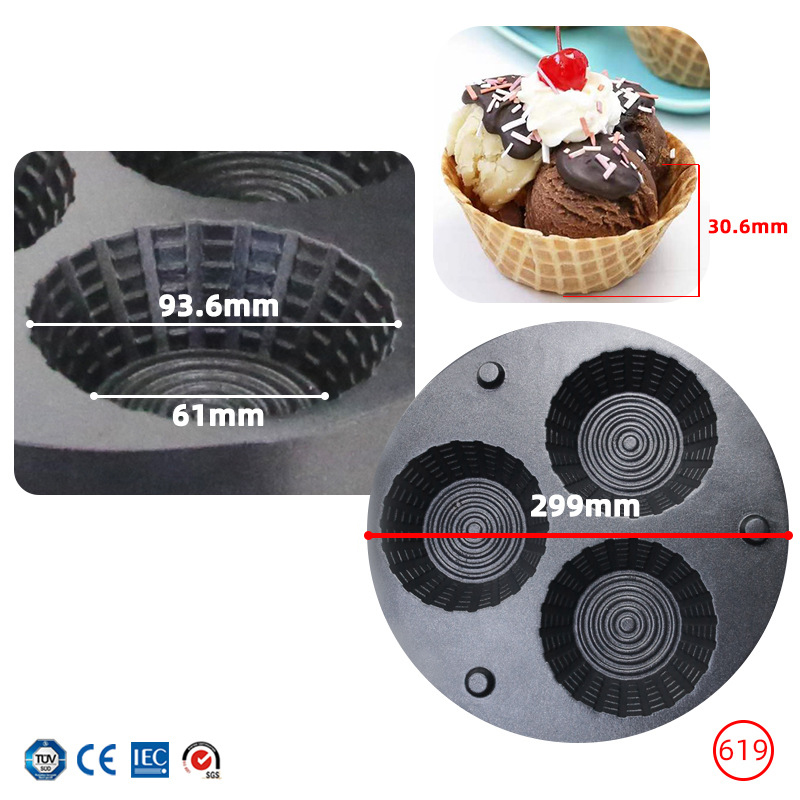 Commercial Triple-Hole Ice Cre – обзор и цена Waffle Cone Maker