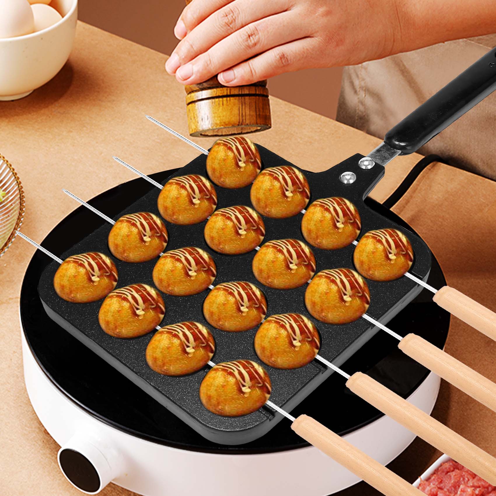 F-T 16 Holes Aluminum Takoyaki – обзор и цена Takoyaki Grill Plate