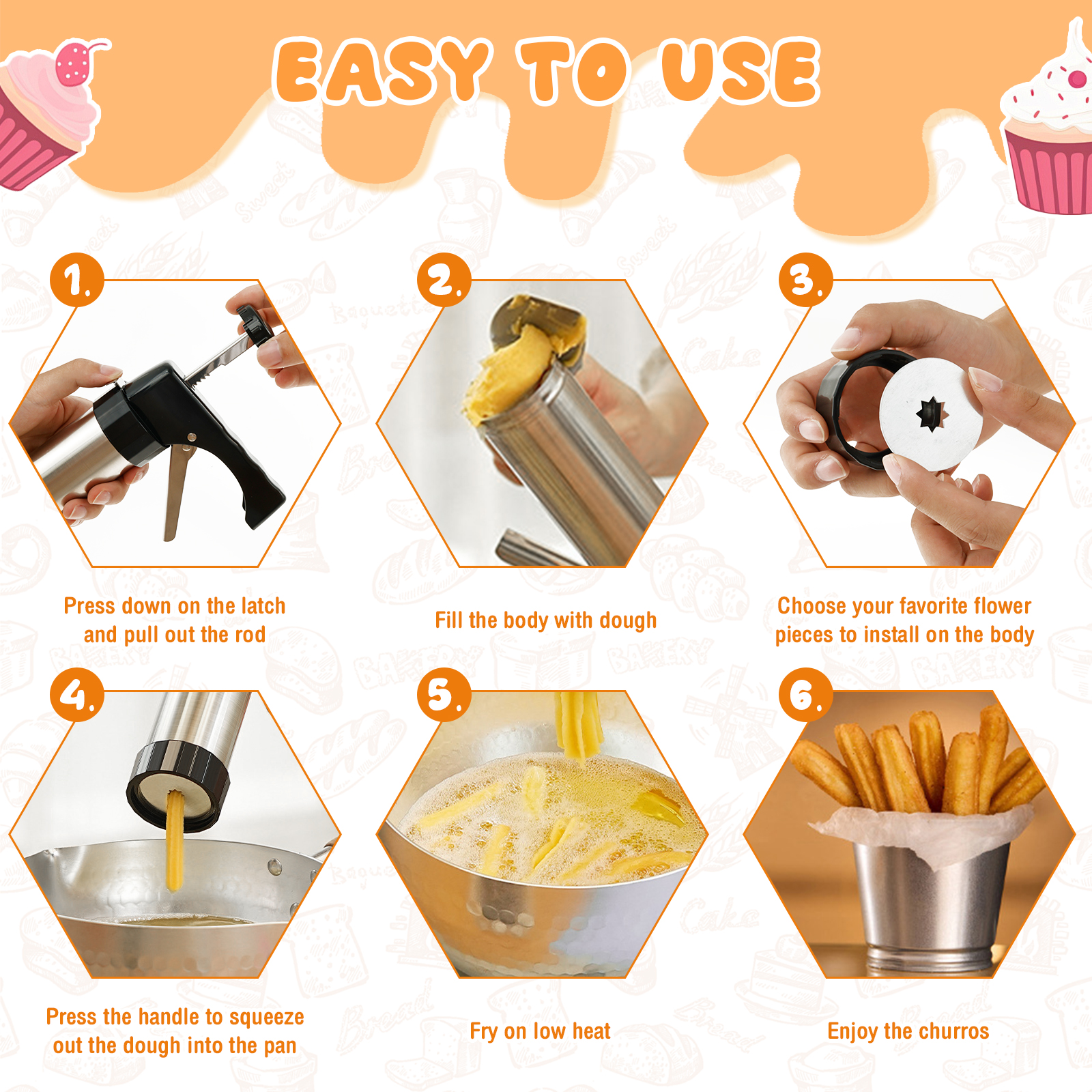 Cookie Press Gun Tips Set Stai – обзор и цена Churros Maker Gun