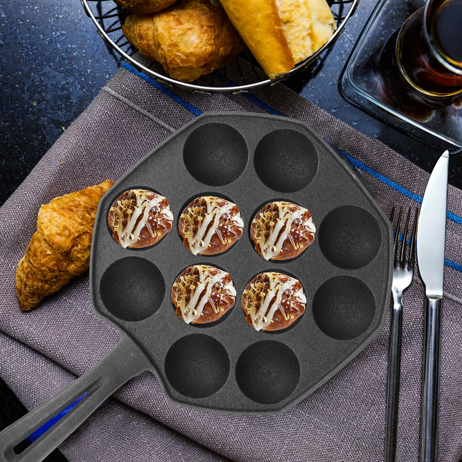 Takoyaki Pan 12 Molds Cast Iro – обзор и цена Takoyaki Grill Plate